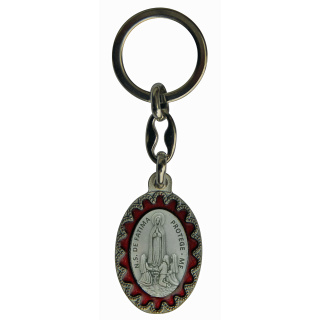 Schlüsselanhänger Fatima, rot / silberfarben, 9,5 cm