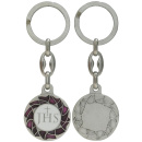 Schlüsselanhänger IHS, violette Ornamente, 9 cm
