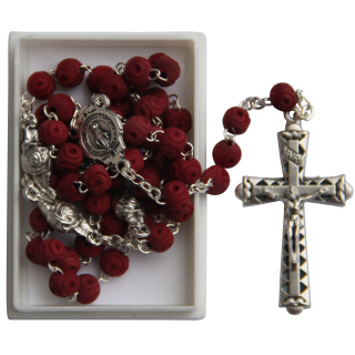 Rosenkranz mit roten Duftperlen "Rose", rot, 5 Ges&auml;tze