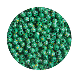 Holzperlen mit bunten Punkten "Blume", 6 mm ( 300 Stück ), grün