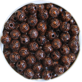 Rosen - Perlen 10 mm nu&szlig;braun 60 St&uuml;ck