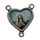 Herzstück "Herz" mit 2 Stickern ( Herz Jesu / Herz Mariens ), silberfarben, 1,4 cm
