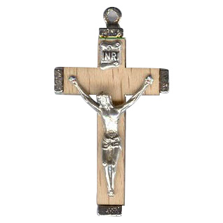 Kreuz Holz / Metall natur, 3,5 cm