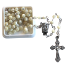 Perlmutt - Rosenkranz, Kette versilbert, Perlen 4 mm