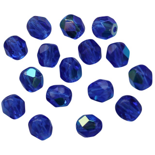 Glasschliffperlen 6 mm, blau ( 60 Stück )
