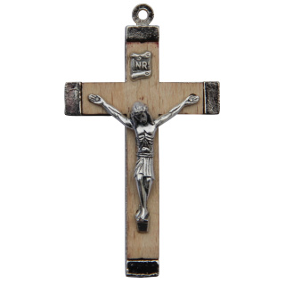 Kreuz Holz / Metall natur, 4,7 cm