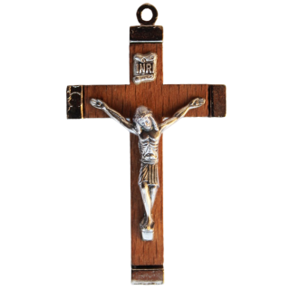 Kreuz Holz / Metall braun, 4,7 cm