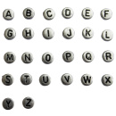 Buchstabenperlen, 7 mm, sortiert ( 100 Stück ), silberfarben, Buchstaben nach Wunsch erhältlich