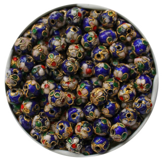 cloisonnè - Perlen, dunkelblau, 8 mm ( 60 Stück )