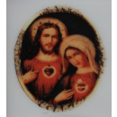 Weihwasserbecken, Porzellan, "Herz Jesu / Herz Mariens",16 cm, weißes Dach