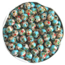 cloisonnè - Perlen, hellblau, 8 mm ( 60 Stück )