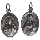 Medaille Herz Jesu / Herz Mariä, silberfarben, 2,2 cm