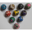 Fimo - Perlen mit Blumenmuster, bunt gemischt, ca. 10 mm, 50 Stk