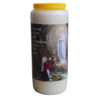 Kerze "Lourdes - Maria, Heil der Kranken", 100% Öl, für Innenbereich, brennt 7 Tage