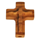 Kreuz Olivenholz mit geschnitztem Corpus, 2,2 cm groß