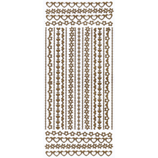 Ziersticker goldfarben "Herzen und Blumen" 23 x 10 cm