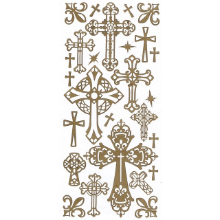 Ziersticker goldfarben "verzierte Kreuze" 23 x 10 cm