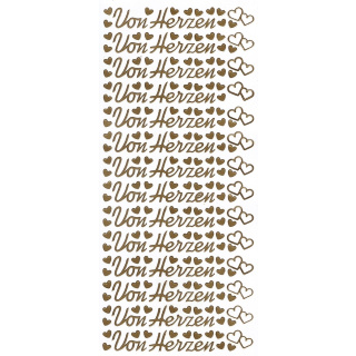 Ziersticker goldfarben "Von Herzen" 23 x 10 cm