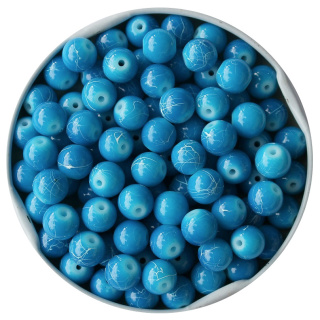 Glasperlen 8 mm, blau, mit dünnen weißen Linien ( 1000 Stück )