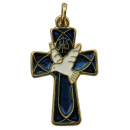 Kreuz " Hl. Geist ", goldfarben / blau, 3,8 cm