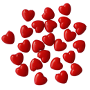 Herz-Perlen, rot, rundlich 10x10,5x5,5 mm, 1000 Stück, mit Bohrung,