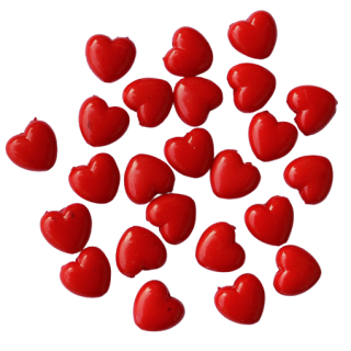 Herz-Perlen, rot, rundlich 10x10,5x5,5 mm, 60 Stück, mit Bohrung,