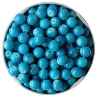 Glasperlen 8 mm, blau, mit dünnen schwarzen Linien ( 1000 Stück )