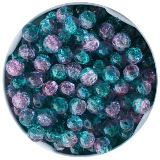 Crackle - Glasperlen 8 mm, dunkelgrün/rosa ( 1000 Stück )