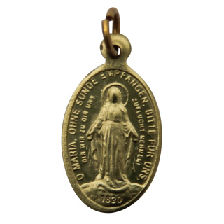 Wunderbare Medaille, goldfarben, mit Ring, deutsche Schrift, 1,6 cm
