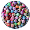 Fimo - Perlen mit Blumenmuster, bunt gemischt, ca. 8 mm,...