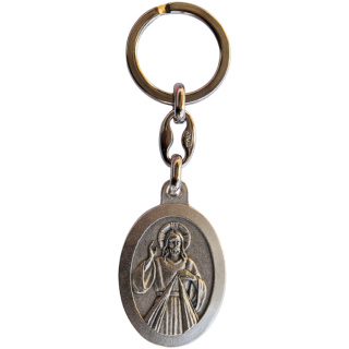 Schlüsselanhänger barmherziger Jesus / Gott schütze dich 10 cm, silberfarben