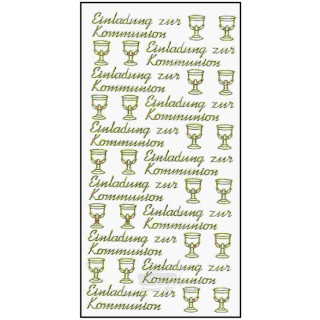 Ziersticker silberfarben"Einladung zur Kommunion" 23 x 10 cm