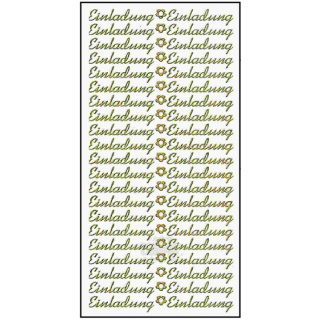 Ziersticker goldfarben "Einladung" 23 x 10 cm