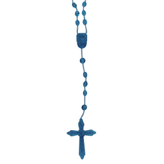 Rosenkranz aus Kunststoff, blau, transparent