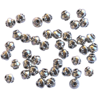Spacer-Perlen silberfarben, Doppelkegel,verziert, 5 x 4,5 mm, 60 Stück