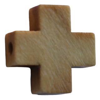 kleines Holzkreuz, quadratisch, natur, 1,5 cm, mittig gebohrt