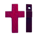 kleines Holzkreuz, weinrot, 2,2 cm, gebohrt
