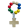 Kinder-Rosenkranz mit bunten Holzperlen, gekn&uuml;pft, mit Holzkreuz