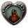 Metallperle "Herz" mit Sticker Herz Mariä, 1 cm, silberfarben