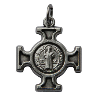 Benediktuskreuz, quadr., silberfarben mit Ring, 2,0 cm