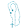 Rosenkranz aus Kunststoff, blau, zum Umhängen, Herzstück teilbar