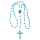 Rosenkranz aus Kunststoff, blau, zum Umhängen, Herzstück teilbar
