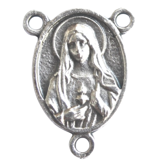 Herzstück "Herz Jesu / Herz Mariens",  silberfarben, 1,7 cm