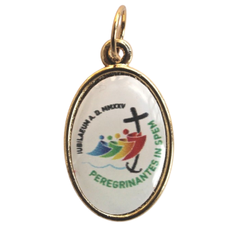 Medaille mit Sticker Heiliges Jahr 2025, Pilger der Hoffnung, goldfarben, 2,0 cm