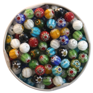 "Murano"-Glasperlen 8 mm, bunt, 60 Stück