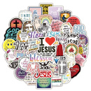 50 christliche Sticker, verschiedene Motive, 4-7 cm,...