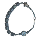 blauer Armband-Rosenkranz aus Holzperlen