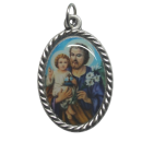 Medaille Heiliger Josef, 3 cm, silberfarben, verzierter Rand