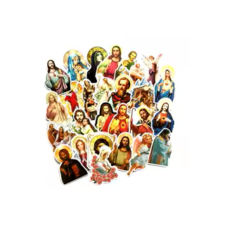 63 Sticker Jesus,Muttergottes, Heilige, verschiedene Motive, 4-7 cm, Aufkleber