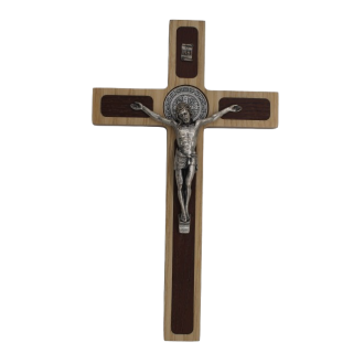gro&szlig;es Benediktuskreuz 23 cm, aus 2 Holzarten